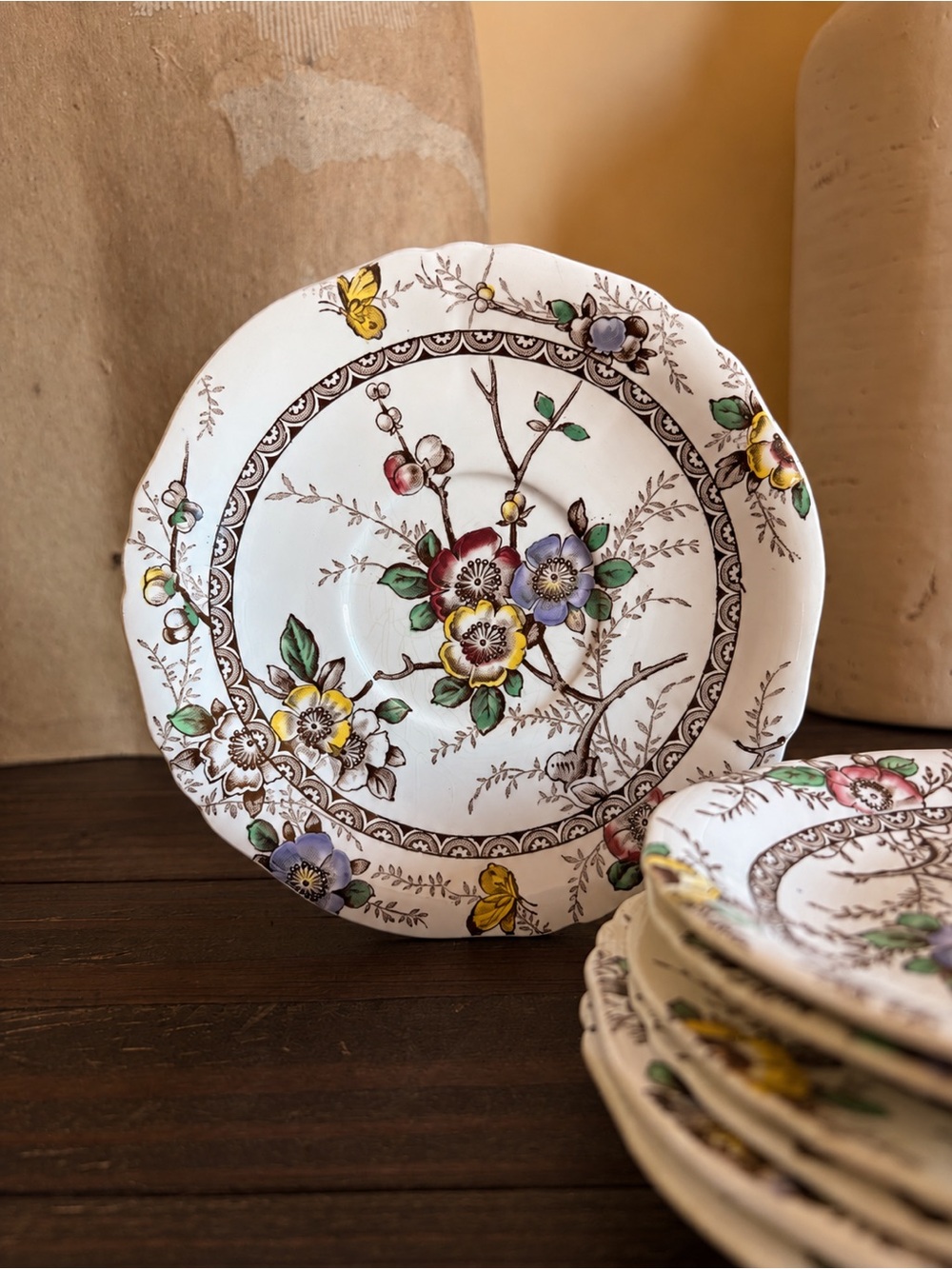 Antique Alfred Meakin England Medway Decor 6” Floral Tea / Butter Plates